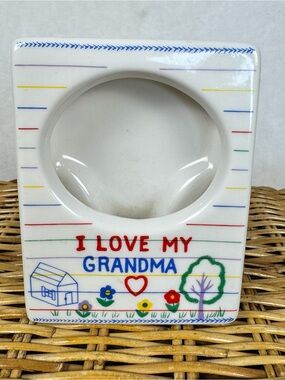 Vintage I Love My Grandma Ceramic Frame 4x5 Colorful 90s Gift Decor